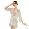GRAYDREAM Lace Sexy Pajamas, Adult Sexy Underwear, See-through Wear, Women's Mesh Suspender Nightgown Set (White 402,L) view 1