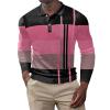 ZYXTIM Mens Long Sleeve Polo Shirt Waffle Knit Pattern Classic Henley Shirts Colorblock Casual Lapel Work Sports Golf Tee Top(Red,XX-Large) view 1