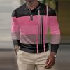 ZYXTIM Mens Long Sleeve Polo Shirt Waffle Knit Pattern Classic Henley Shirts Colorblock Casual Lapel Work Sports Golf Tee Top(Red,XX-Large) view 2