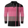 ZYXTIM Mens Long Sleeve Polo Shirt Waffle Knit Pattern Classic Henley Shirts Colorblock Casual Lapel Work Sports Golf Tee Top(Red,XX-Large) view 3