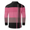ZYXTIM Mens Long Sleeve Polo Shirt Waffle Knit Pattern Classic Henley Shirts Colorblock Casual Lapel Work Sports Golf Tee Top(Red,XX-Large) view 4
