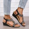 ZBYY Womens Dressy Sandals Wedge Comfortable Casual Summer Sandals Ankle Elastic Rhinestone Bohemian Slip On Sandals view 2