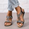 ZBYY Womens Dressy Sandals Wedge Comfortable Casual Summer Sandals Ankle Elastic Rhinestone Bohemian Slip On Sandals view 4
