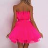 Tulle Prom Dress for Women Elegant Off The Shoulder Flowy A-Line Mini Dress Cocktail Party Evening Gown Cocktail Dresses Hot Pink view 3