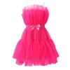 Tulle Prom Dress for Women Elegant Off The Shoulder Flowy A-Line Mini Dress Cocktail Party Evening Gown Cocktail Dresses Hot Pink view 4