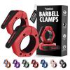 DMoose Fitness Barbell Clips 2" (Pair) - Quick Release Olympic Barbell Clamps with Anti Slip TPR Lining - Barbell Collars for Secure Weightlifting & Powerlifting, Weight Clips (Red & Black - Magnetic) view 1