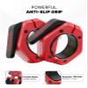 DMoose Fitness Barbell Clips 2" (Pair) - Quick Release Olympic Barbell Clamps with Anti Slip TPR Lining - Barbell Collars for Secure Weightlifting & Powerlifting, Weight Clips (Red & Black - Magnetic) view 2