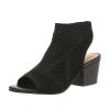 ZBYY Women's Knit Chunky Block High Heels Slingback Cut Out Peep Toe Chunky Stacked Heel Ankle Booties view 1