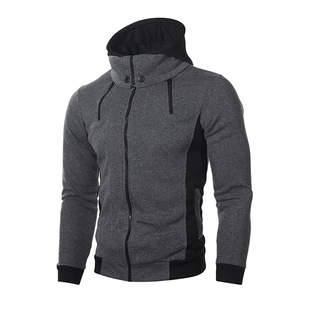 ZYXTIM Sportswear Men Long Sleeve Full Zip Hoodies Fleece Lined Warm Winter Workout Jackets Outdoor Running Training Sport Sweatshirts(Dark Gray,Large)