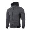 ZYXTIM Sportswear Men Long Sleeve Full Zip Hoodies Fleece Lined Warm Winter Workout Jackets Outdoor Running Training Sport Sweatshirts(Dark Gray,Large) view 1
