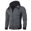 ZYXTIM Sportswear Men Long Sleeve Full Zip Hoodies Fleece Lined Warm Winter Workout Jackets Outdoor Running Training Sport Sweatshirts(Dark Gray,Large) view 2
