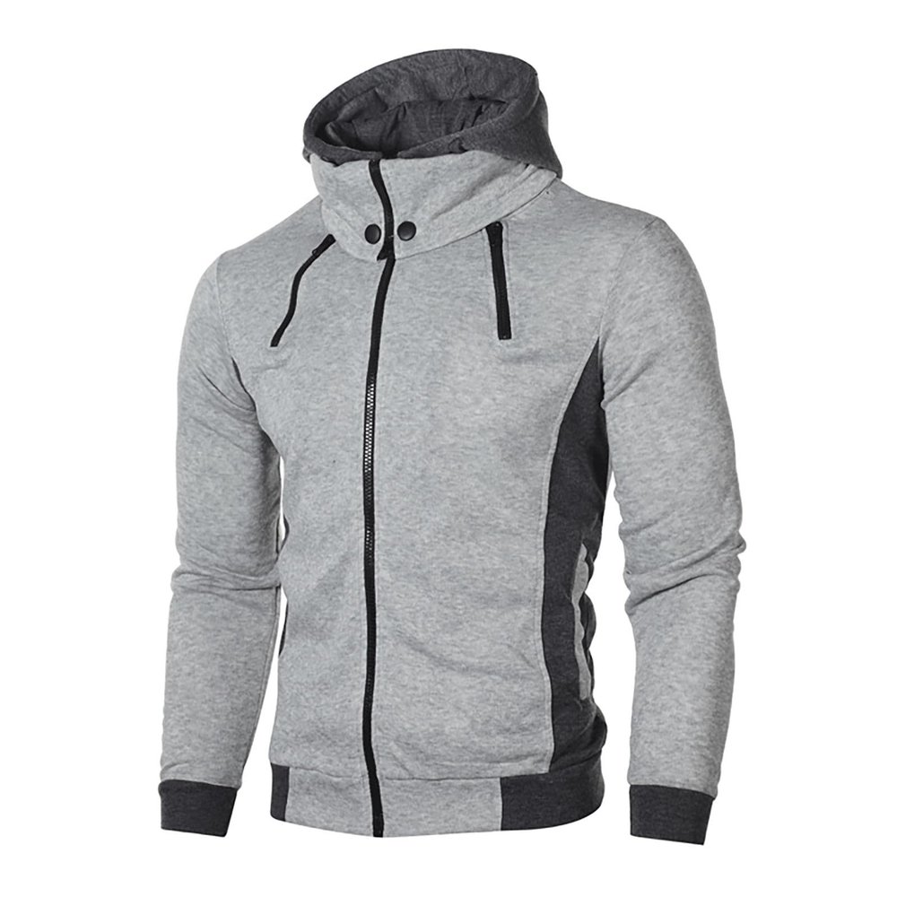 ZYXTIM Hoodies for Men Heavyweight Fleece Sweatshirt - Full Zip Up Thick Sherpa Lined(Grey,Small)