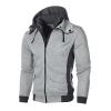 ZYXTIM Hoodies for Men Heavyweight Fleece Sweatshirt - Full Zip Up Thick Sherpa Lined(Grey,Small) view 2