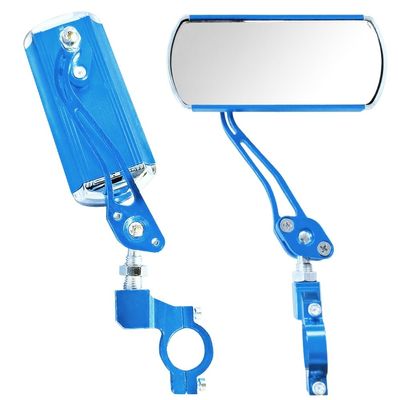 2 Pack Bike Rear View Mirror Adjustable Rotate Mirror Wide Angle Rear View Aluminum Alloy Safety Rearview Mirror (Color : Blue)