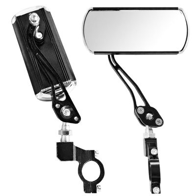 2 Pack Bike Rear View Mirror Adjustable Rotate Mirror Wide Angle Rear View Aluminum Alloy Safety Rearview Mirror (Color : Black)