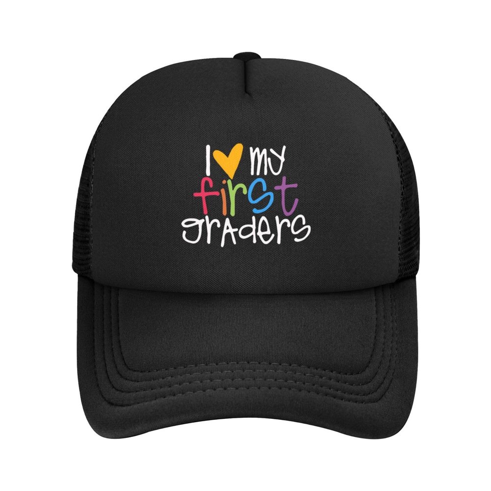 ADTEMP First Grade Teacher Love Hat Mesh Cap Adult Baseball Cap Convenient Hat Sandwich Hat Black