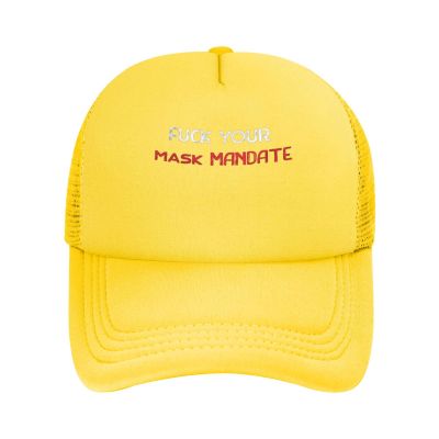 ADTEMP Fuck Your Mask Mandate Hat Mesh Cap Adult Baseball Cap Convenient Hat Sandwich Hat Yellow