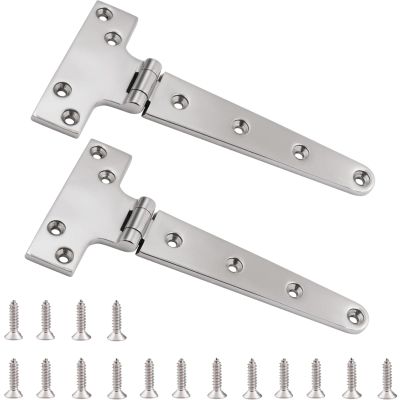 2 PCS Marine Grade T Hinges, 8'' x 4" 316 Stainless Steel Heavy Duty Boat Hatch Hinge Door Flush Dock Hinges, Casting Cabinet Hardware Door Hinge with Screws for Boat Yacht (8 Inch)