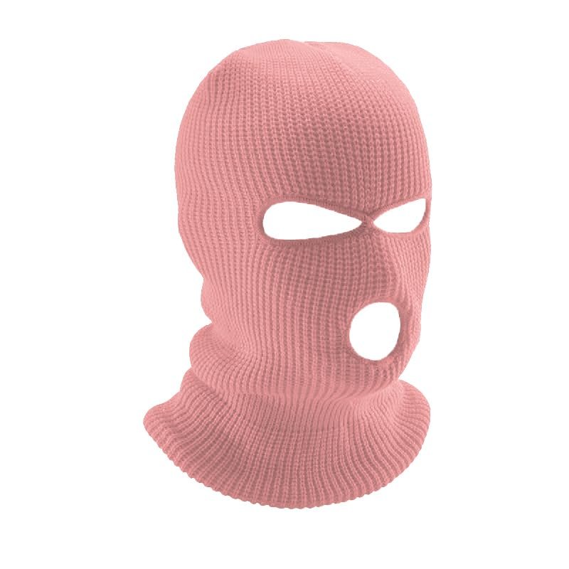 CT COTIM COYIN 3-Hole Warm Full Face Mask Cover Ski Mask Winter Balaclava Cap Knitted for Outdoor Sports, Pink