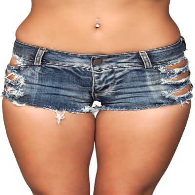 Be Wicked Womens Distressed Side Cutout Medium Wash Shorts, L, Blue