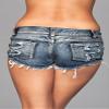 Be Wicked Womens Distressed Side Cutout Medium Wash Shorts, L, Blue view 3