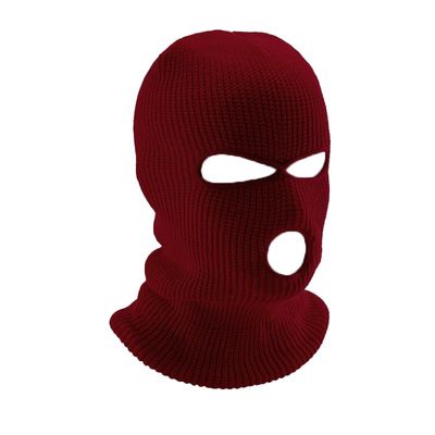 CT COTIM COYIN 3-Hole Warm Full Face Mask Cover Ski Mask Winter Balaclava Cap Knitted for Outdoor Sports, Dark Red