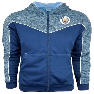 Icon Sports Boy's Manchester City Hoodie, Licensed M. City Full Zip Hooded Jacket Youth Sizes (YL) Blue