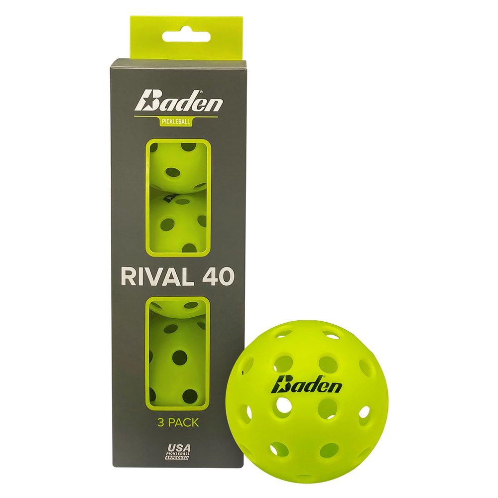 Baden Rival 40 Pickleball Balls | Set of 3 | USAPA Approved | Durable for Consistent Play | Neon Green