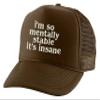 ALLNTRENDS I'm So Mentally Stable It's Insane Hat Funny Cap Embroidered Trucker (Brown) view 1