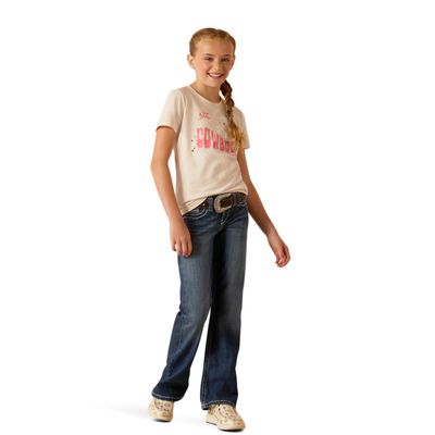 ARIAT Girls's Cowboy T-Shirt, Pink Heather, XX-Large