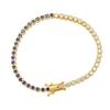 CAITLYNMINIMALIST 18K Gold Sterling Silver Round Blue | Onyx | CZ Diamond Bold Box Clasp Closure Tennis Bracelet for Women Gift for Mom (01-18K Blue Diamond, 6.5 Inches) view 1