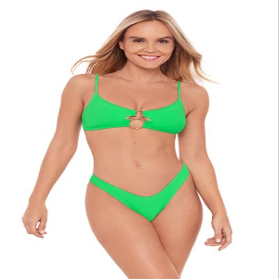 Sports Illustrated Women's Double Ring Bralette Bikini Top, Gecko, Large