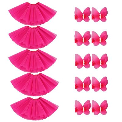 BGFKS Tutu Skirt for Girls,5 Pack Tutu Skirt Set with Hairclips for 2-8 Years.
