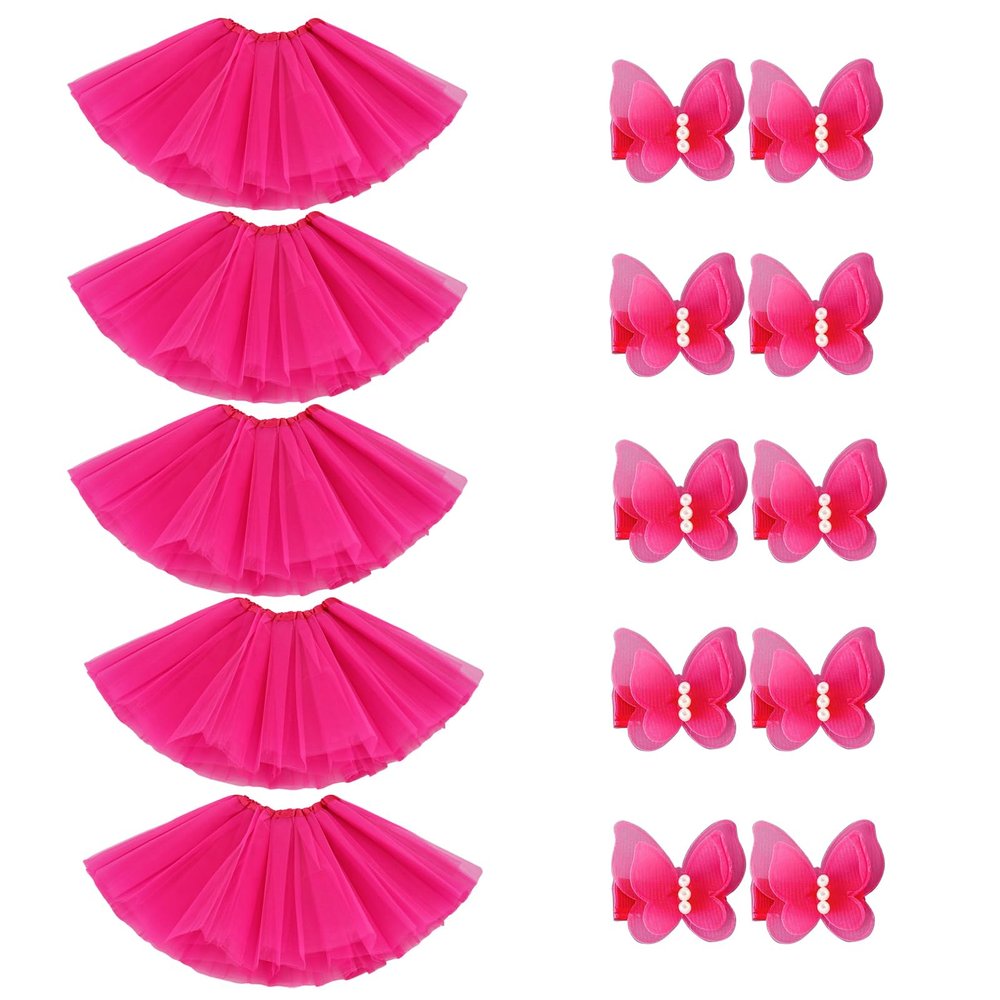 BGFKS Tutu Skirt for Girls,5 Pack Tutu Skirt Set with Hairclips for 2-8 Years.