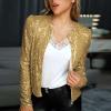 XUNRYAN Womens Sequin Sparkle Long Sleeve Zipper Bomber Jacket Glitter Shimmering Coat 80S 90S Disco Outfit Concert Clothes view 2