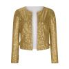 XUNRYAN Womens Sequin Sparkle Long Sleeve Zipper Bomber Jacket Glitter Shimmering Coat 80S 90S Disco Outfit Concert Clothes view 3