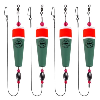 BUBBLE FISHING Fishing Floats Rigs Popping Corks for Saltwater Rattle Weighted Bobbers Fishing Tackle (4pcs, 4 in, Green)