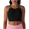 Womens Sports Bra Racerback Camisole Shirts Longline Wirefree Y2K Crop Tops Activewear Workout Gym Yoga Bra Tank Tops Black view 1