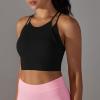 Womens Sports Bra Racerback Camisole Shirts Longline Wirefree Y2K Crop Tops Activewear Workout Gym Yoga Bra Tank Tops Black view 2
