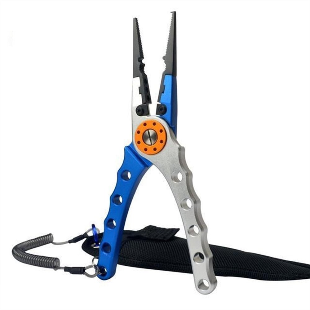 Fishing Pliers Fishing Tongs Fishing Pliers Saltwater Braid Cutters, Aluminum Alloy Scissors Hook, Gifts for Fish Line Cutting Boat Fly Ice Fishing Accessories Pliers Open Freely ( Color : Blue silver