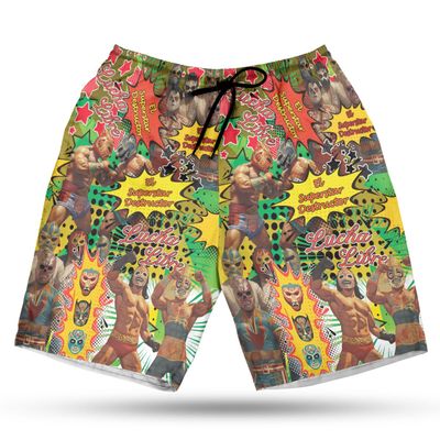 Lucha Libre Men's Swim Trunks - Mexico Sport Quick-Dry Hawaiian Swim Shorts for Men Series 08 Size 5XL