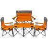 CAMPHILL Camping Set of 4 including Table. Heavy Duty Outdoor Folding Chairs with Cup Holder. Collapsible, Includes One Sofa & Two Single Chairs, Plus Camping Table view 1