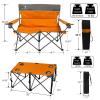 CAMPHILL Camping Set of 4 including Table. Heavy Duty Outdoor Folding Chairs with Cup Holder. Collapsible, Includes One Sofa & Two Single Chairs, Plus Camping Table view 3