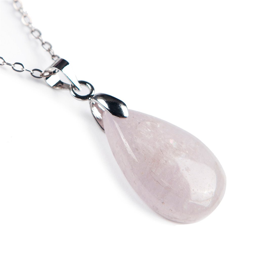 DAYKET Women Natural Genuine Kunzite Gemstone Necklace Charm Water Drop Pendant 17134mm
