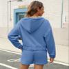 FKEEP Womens 2 Piece Sweatsuit Outfits Half Zip Hoodie Sweat with Shorts Pockets Lounge Winter Tracksuit Wear Matching Set view 3