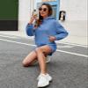 FKEEP Womens 2 Piece Sweatsuit Outfits Half Zip Hoodie Sweat with Shorts Pockets Lounge Winter Tracksuit Wear Matching Set view 4