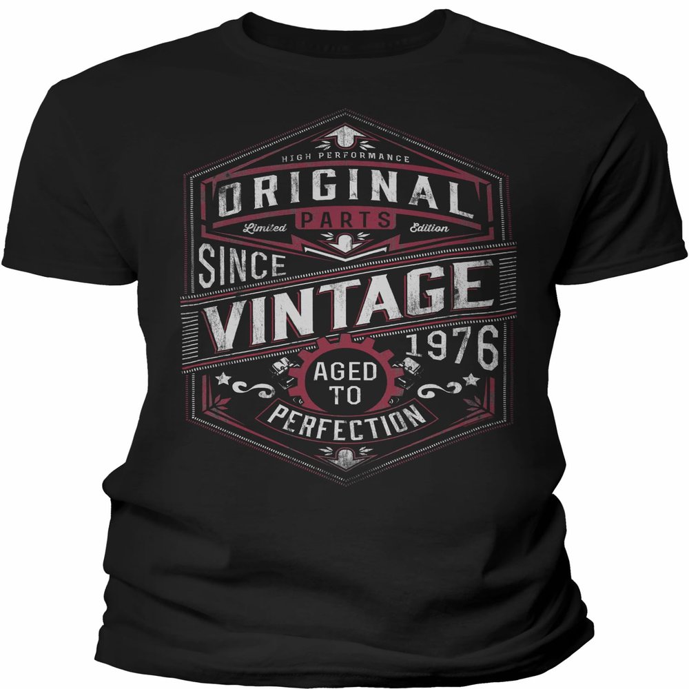 50th Birthday Gift Shirt for Men - Vintage 1976 Aged to Perfection - Gear - Black-003-4X