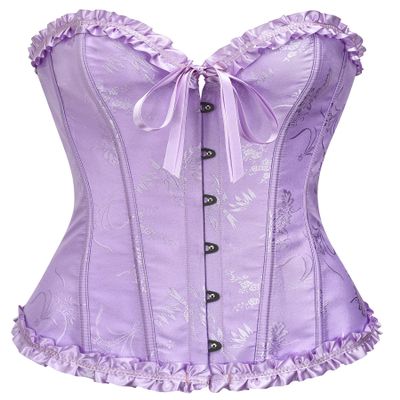 SZIVYSHI Lavender Frost Purple Corset Top for Women - Overbust Lace Up Waist Cincher Bustier Lingerie - Corsett - Size M