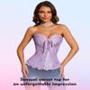 SZIVYSHI Lavender Frost Purple Corset Top for Women - Overbust Lace Up Waist Cincher Bustier Lingerie - Corsett - Size M view 2