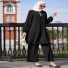 Abayas for Women Muslim 2 Pieces Sets Long Sleeve Sequins Top Shirt and Loose Wide Leg Pants Abaya Dubai Islamic Caftan Clothes Turkey kaftans Prayer Dress Robe Ramadan Clothing Black 2 XL view 4